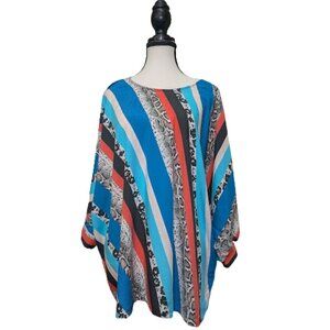 Oversized Boho Style Python Stripe Kimono Top Tolani Collection Size Large
